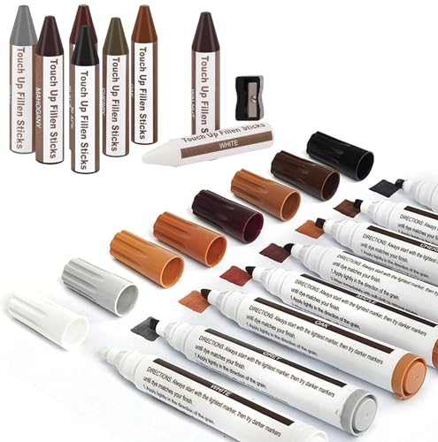 SEISSO Wood Furniture Repair Kit - Set of 42 Hardwood Laminate Vinyl Floor Repair Kit Wood Fillers, Markers and Wax Sticks - Used for Cover Ups Scratches, Stains, Holes for Table, Door, Cabinet - size: Large