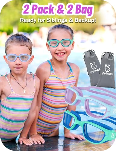 Vvinca Kids Swim Goggles, Swimming Goggles for Kids 3-14 Anti-Fog UV Protection No Leak Pool Glasses for Boys Girls - color: 09 - Red & White