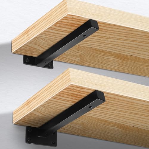 8 Inch Floating Shelf Brackets Heavy Duty, Square Shelving Brackets, Metal Floating Shelf Supports, Black Wall Mount Brackets 4 Pack - size: 8 Inch