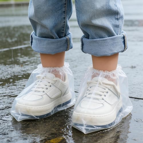 10Pairs Waterproof Shoe Covers, Shoe Covers for Rain, Disposable Plastic Rain Shoe Covers for Men and Women Non-Slip Soles (child)