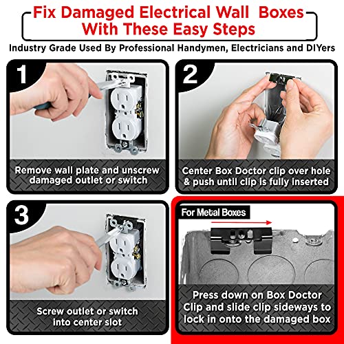 Repair Clips - Fix Loose Outlets and Switches - Electrical Wall Box Repair Clips - 10 Pack