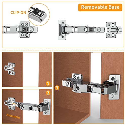 Chibery 2 Pack 165 Degree Frameless Lazy Susan Hinge, Clip ON Plate for Easy Installation, Soft Close Multi-Pivot Concealed Hardware for Corner Kitchen Cabinet, Cupboard Folded, Folden Door, Closets - color: 165° Frameless
