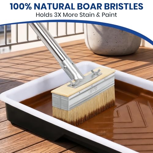MAVRIZ Deck Stain Brush with 59" Long Handle, Heavy Duty Large Deck Stain Applicator with 3" Small Paint Brush Set for Staining Wood, Fence, Wall, Furniture