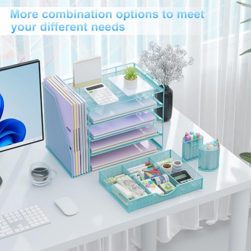 gianotter 5-Tier Desk Organizer with Drawers and File Holders - color: Blue, size: 5T