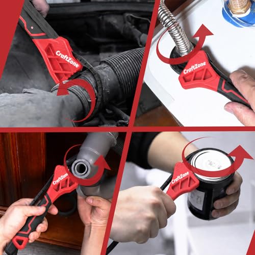 2-piece Rubber Strap Wrench Set, Adjustable Oil Filter Wrench with Anti-Slip Strap (2-piece), 4" & 6" Spanner Wrench for Plumbing, Faucet, Pipe, and Spark Plug
