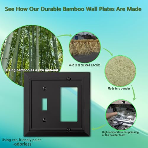 Classic Architecture Wall Plates,Light Switch covers, Electrical Outlet Covers, Duplex receptacle wall plates,Mid Size Bamboo Fiber Material Switch plates Matte Black (2 Gang Toggle/Decorator 2PK) - style: 2 Gang Toggle/Decorator 2PK