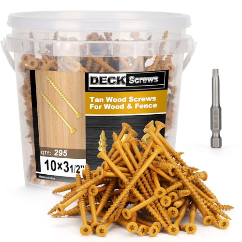 Deck Screws #10 x 3-1/2’’, T25 Star Torx Drive Flat Head Wood Screws, Tan, 5lb - color: Tan, size: 10X3-1/2’’