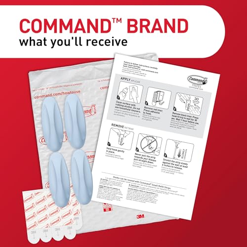 Command Medium Designer Hooks, 9 Hooks, 12 Strips - color: Sky