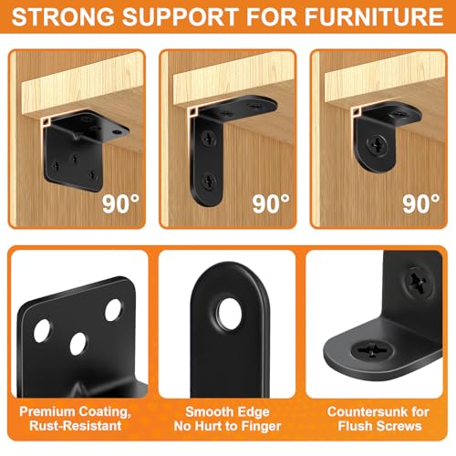 34 Pack L Bracket Corner Brace Kit, 4 Sizes Stainless Steel Corner Bracket - size: 34 Pack-4 Sizes