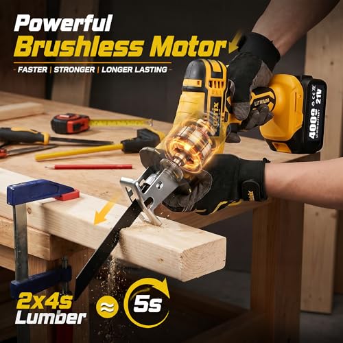 Brushless Cordless Reciprocating Saw, 3500 RPM Variable Speed