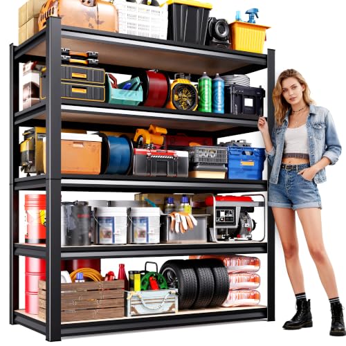 71"Hx46"Wx18"D Garage Shelving-2050 lbs 5 Tier Storage Shelves,Adjustable Heavy Duty Metal Shelving Unit and Storage Large Rack,Utility Steel Shelf for Warehouse Industrial Pantry Basement Black - size: MDF/46"Wx18"Dx71"H