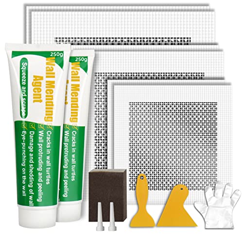 Drywall Repair Kit, 500g Wall Mending Agent with 6Pcs Wall Patches - size: 15Pcs_500g