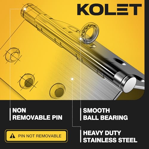 KOLET Ball Bearing Door Hinges, 4 x 4 Inches, Brushed Nickel, 6 Pack - color: Brushed Nickel, size: 6 Pack