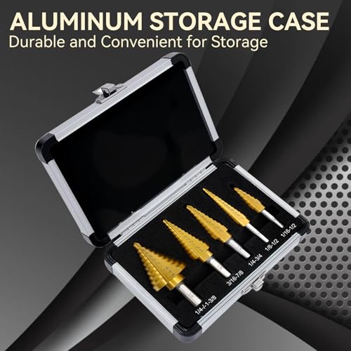 Step Drill Bit Set for Metal- 5PCS Ti Step Bit with Two Straight Flutes - color: 5Pcs Straight Set