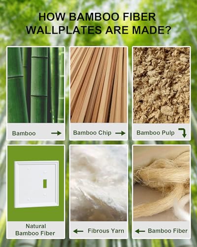 2-Pack Natural Bamboo Fiber Combo Blank/Toggle Light Switch Cover Plate - color: Pure White, size: 1 Blank/1 Toggle 2PK