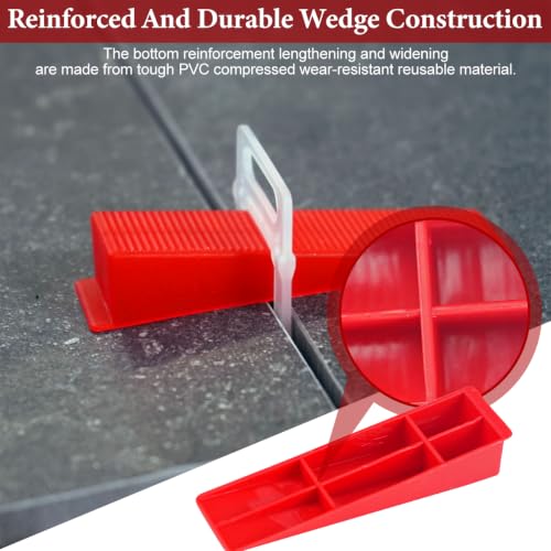 Tile Leveling System Kit with Tile Plier, 300 Piece Spacers Clips and 100PCS Reusable Wedges 1/8 Inch Tile Leveling Kit for Floor Wall Ceramic Stone Installation