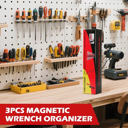 TOOLEAGUE 2Pcs Magnetic Wrench Organizer Set & 1/4" Hex Bit Organizer