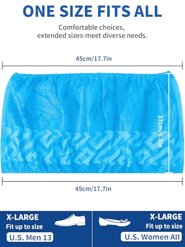 X-Large Shoe Covers Disposable Non-Slip, Non-Woven Fabric Boot Covers, Stretchable Fits Up to Size 13 US Men (Blue, 100 Pack) - color: Blue, size: 100 Pack