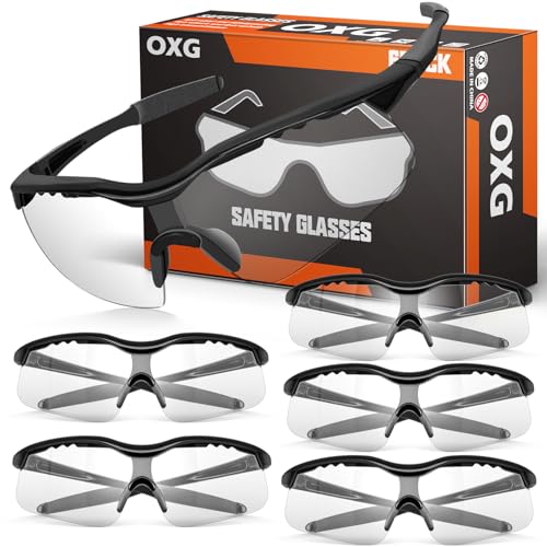 OXG Safety Glasses for Men Women, ANSI Z87 UV Protection Protective Eyewear - color: Clear