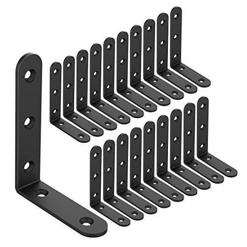 20 PCS L Corner Brace Heavy Duty Shelf Brackets 4 x 3 Inch L Joint Angle Brackets Shelf Support Corner Braces for Shelves, Furniture Cabinet Bookshelf with Screws - size: 4X3-20PCS
