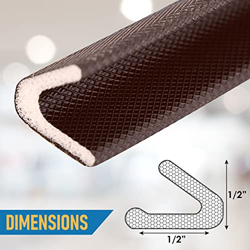 Adhesive V Shape Weatherstrip, Weather Stripping Door Seal Strip Foam Door Frame Insulation Side Jamb Bottom Groove Gap Filler Soundproof V Weatherstripping (Dark Brown, 1/2 in x 1/2 in x 26 Ft) - color: Dark Brown