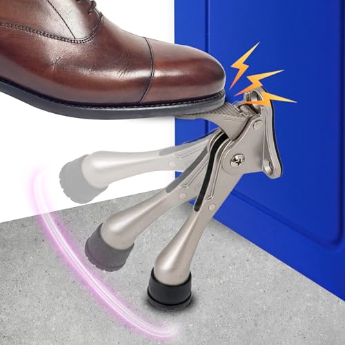 HA SHI One Touch Kickdown Door Stopper, Black, 4 Inch, 1 Pack, Heavy Duty - color: Black, size: 4 INCH X 1 PACK