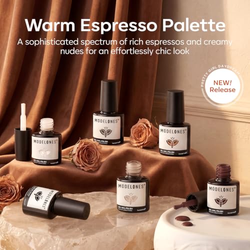 modelones Nude Brown Gel Nail Polish Set, Beige Caramel 6 Fall Colors - color: A A A1 coffee brown