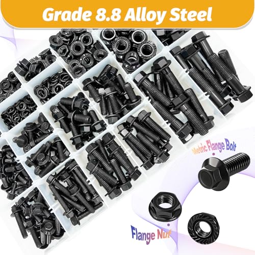 KADRICK 700PCS M6-M10 Metric Flange Hex Bolt Kit，M6-1.0 M8-1.25 M10-1.25 - size: M6 M8 M10 700Pcs Flange HEX