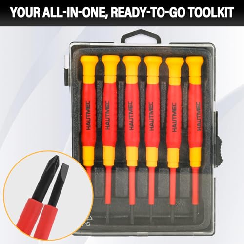HAUTMEC 6PC Small Precision Screwdriver Set 1000V Insulated Screwdriver Set - color: Precision Screwdriver
