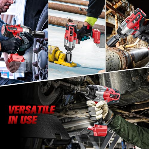 Cordless Impact Wrench 1/2 inch Compatible with Milwaukee 18V Battery: 1700FT-LBS High Torque Impact Wrench Heavy Duty Tool - Brushless Electric Impact Gun Includes LED Work Light - Bare Tool Only - size: 1/2inch, style: Compatible with Milwaukee(No batte