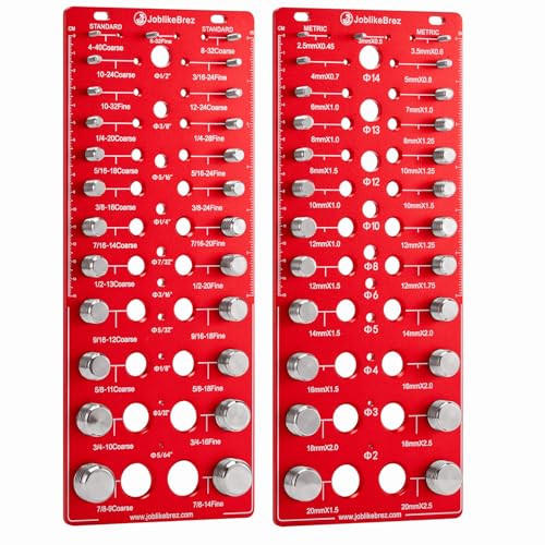 Thread Checker, 70 Nut and Bolt Thread Checker, 25 Standard & 25 Metric & 20 Drill Bit Gauge, Bolt Size Finder, Wall-Mountable Bolt Thread Identifier Gauge with Inch & CM Ruler - size: 70 Thread Checker