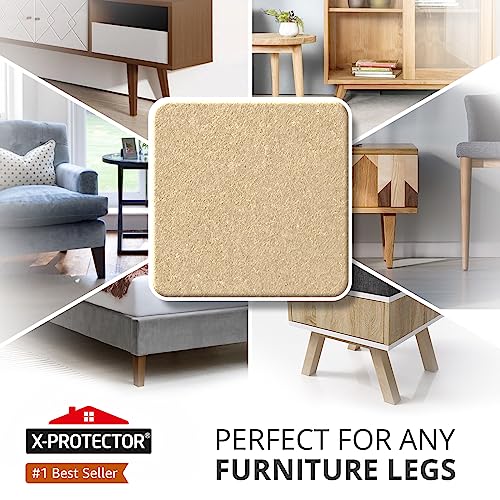 X-PROTECTOR Felt Furniture Pads - 48 PCS 1" - Felt Pads Floor Protectors - size: 1" 48 Beige, Square