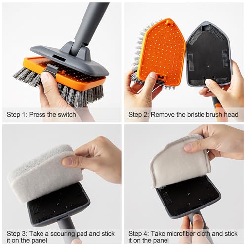 CLEANHOME Tile Tub Scrubber Brush for Cleaning Toilet Wall,Bathtub,Sink - color: Gray