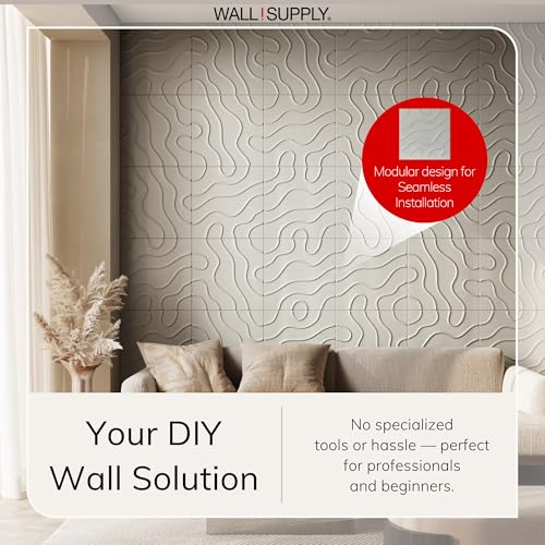 Wall!Supply 3D Flow Line Wall Panels, 12-Pack, Cashmere - color: Cashmere, style: Flow Line