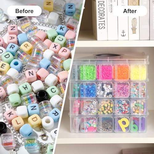 Stackable Bead Organizer 4 Tier with 120pcs Small Boxes Storage Container - size: 4-Tier 120pcs 2in Boxes