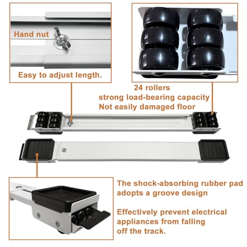 Appliance Rollers Heavy Duty 20-32in New Generation Extendable Appliance Rollers Anti Slip Mobile Washing Machine Base Easily Move Dryers, Refrigerators, Furniture (White) - color: White