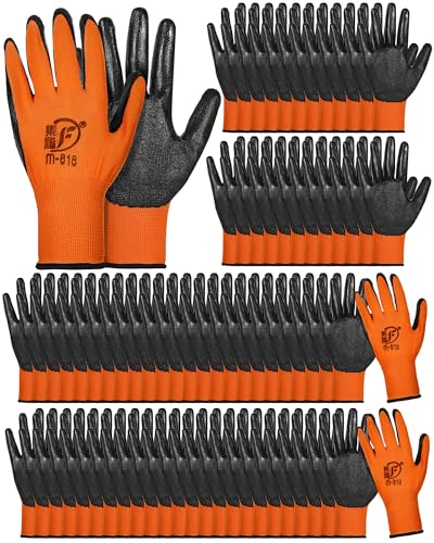 Potchen 72 Pairs Garden Work Gloves Bulk Pack for Men and Women - color: Orange