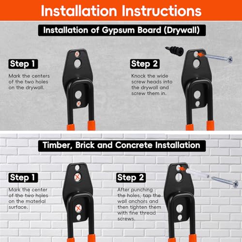 Garage Storage Hooks, Wall Mount Hooks 12 Pack Orange