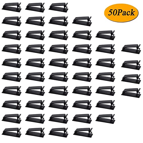 SOULWIT 50Pcs Self Adhesive Cable Management Clips - Black - color: Black
