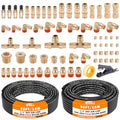CheeMuii 72 PCS Brass DOT Air Line Fittings with 1/4" & 3/8" DOT Air Hoses - size: 2ROLL-76PCS
