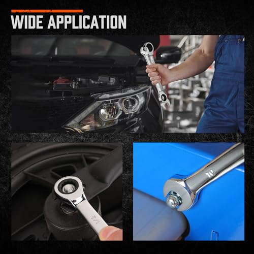 HORUSDY 26-Piece Ratcheting Wrench Set | Metric and SAE (6-19 mm & 1/4” to 3/4“) | Ratchet Combination Wrenches Set with Organizer | 72-Tooth | Chrome Vanadium Steel - style: 26pcs Metric&SAE Ratchet Wrench Set