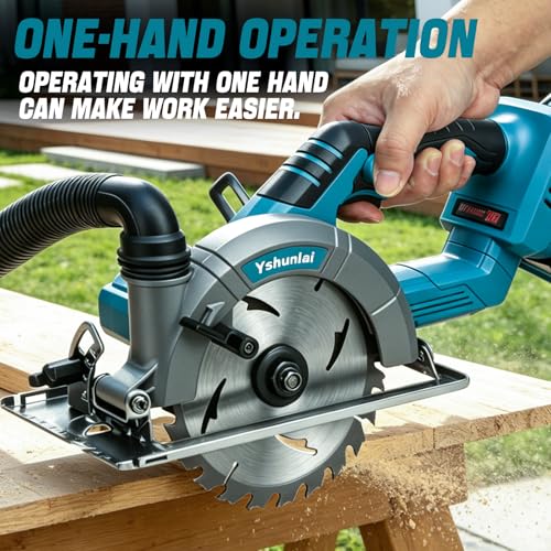 6" Cordless Circular Saw,7000RPM Power Handle Circle Saw with 2 x 6.0Ah Battery & 3 Blades,Brushless Sierra Circular Inalambrica,Cutting Depth 2-1/4"(90°),1-7/16" (45°),Cut Off Tool for Wood Metal PVC