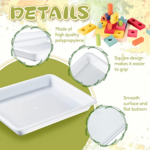 10 Pack Plastic Art Trays,Activity Crafts Tray,Organizer Tray,Serving Tray for Home,School,Kids,DIY Projects,Painting,Beads (White) - color: White