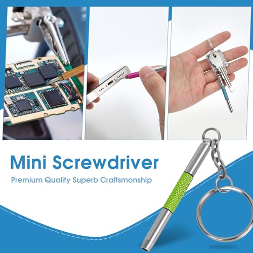 UNEAK Eyeglass Screwdriver Repair Kit Pink Green Yellow Red Blue Mini Glasses Screwdrivers Set Precision 3 in 1 Keychain, Sunglasses, Sunglass, Watch, Electronics, Eyeglasses, Flat Head, Phillips, Hex - color: Pink and Green and Yellow and Red and Blue