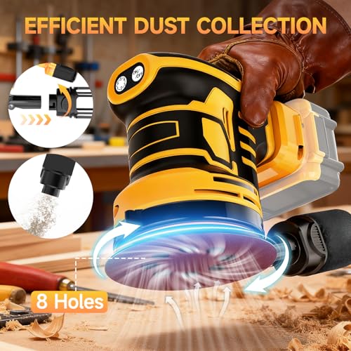 Cordless Random Orbital Sander Compatible with Dewalt 20V Battery