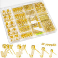 KURUI Picture Hangers, 385Pcs Picture Hanging Kit with Heavy Duty Picture Hanging Hooks, Sawtooth, Hardware Nails and Picture Hanging Tool, Wall Hangers for Frame, Painting, Art, Photo (Gold) - color: Gold
