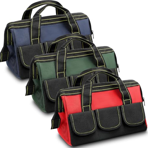 Sanwuta 3 Pack 13 Inch Tool Bags, Classic, Red, Army Green, Blue - color: Red, Army Green, Blue, size: 13 Inch, style: Classic