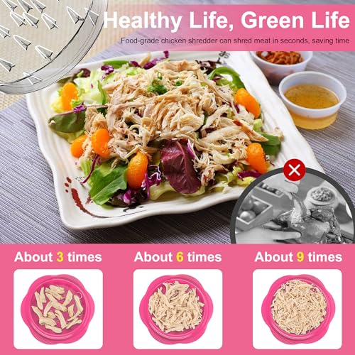Chicken Shredder Tool Twist Large Meat Shredder with Brush&Fork, Hot Pink - color: Hot Pink