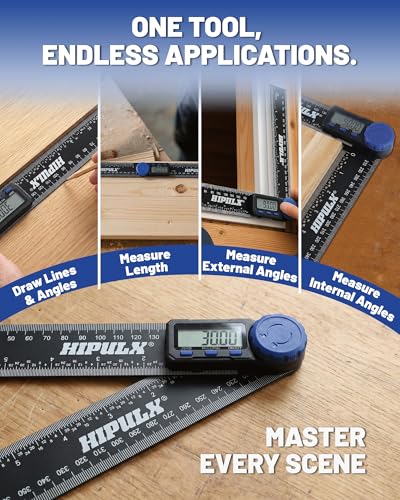 Digital Angle Finder Tool, 7 Inch Digital Protractor with LCD Display, 0-360° Angle Finder Tool Digital, Construction Protractor & Ruler with Dual Battery for Woodworking, Construction