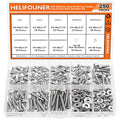 HELIFOUNER 250 Pieces #4-40 x 3/16" 1/4" 5/16" 3/8" 1/2" 5/8" 3/4" 1", Hex Socket Head Cap Screws Bolts Washers Nuts Kit, Coarse Thread, Fully Machine Threaded, 304 Stainless Steel - size: #4-40, style: Socket Head